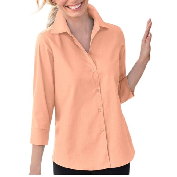 Foxcroft Pandora Heritage Tunic Button Down Non Iron Peach Sorbet Color Size 10 - Picture 1 of 10